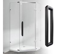 Smooth Anti-Rust Sliding Door Handle,Bath Glass Door Handle Matte Black - with Safe Corner, Modern Indoor Handle Grip Bar-to-Bar, Easy Installation(94cm/37)