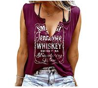 Smooth As Tennessee Whisky Dulce Como Fresa Vino Camisa Anillo Agujero Sin Mangas V-Cuello Tank Top Mujeres Country Music Tee, Púrpura/Ombre Force., Small