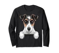 Smooth Fox Terrier Divertido Peeking Pocket SFT Foxie Dog Manga Larga