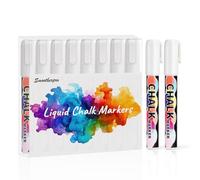 SMOOTHERPRO 8 piezas blanco Juego de marcadores de borrado en seco para ventana de carteles de pizarra (CMP008W)