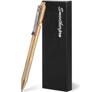 SMOOTHERPRO Bolígrafo de latón macizo con recarga retractil Compatible con Recargas Pilot G2 Pinza De Acero Inoxidable Duradera para Temblores Parkinson Artritis Manos Color Naturaleza (RG336)