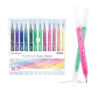 SMOOTHERPRO Bolígrafos de Gel con Purpurina, Punta 1,0mm 12 Colores Set