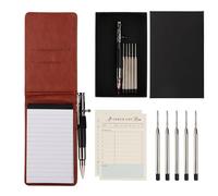 SMOOTHERPRO Mini Bloc de Notas Tamaño de bolsillo 11piezas Incluye bolígrafo de acción de perno 5 recambios 50 hojas Papel de cuaderno 60 hojas Listas de tareas y 60 hojas Planificador Marrón(MN135BN)