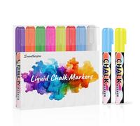 SMOOTHERPRO Rotuladores de Tiza Líquida 8 piezas Punta ancha de 10 mm, punta cuadrada gruesa Juego de marcadores de borrado en seco para ventana de carteles de pizarra (CMP108)