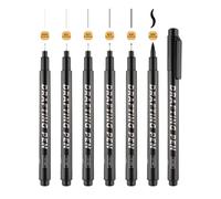 SMOOTHERPRO Rotuladores negros Fineliner | 6 unidades | Rotuladores negros | Resistentes al agua, bolígrafos para artistas, ilustración, bocetos, dibujo técnico (FPB06)