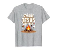 S'More Jesus Every Day - Inspiración Cristiana para fogatas Camiseta, Hombre, Gris Jaspeado, 6XL