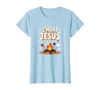 S'More Jesus Every Day - Inspiración Cristiana para fogatas Camiseta, Mujer, Azul Bebé, S