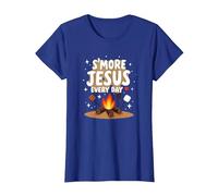 S'More Jesus Every Day - Inspiración Cristiana para fogatas Camiseta, Mujer, Azul Real, XL