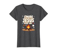 S'More Jesus Every Day - Inspiración Cristiana para fogatas Camiseta, Mujer, Jaspeado Oscuro, XS