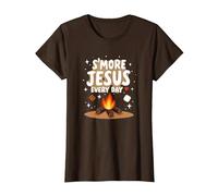 S'More Jesus Every Day - Inspiración Cristiana para fogatas Camiseta, Mujer, Marrón, XXL