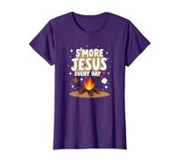 S'More Jesus Every Day - Inspiración Cristiana para fogatas Camiseta, Mujer, Morado, M