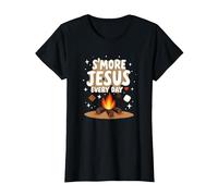 S'More Jesus Every Day - Inspiración Cristiana para fogatas Camiseta, Mujer, Negro, XS