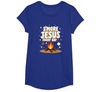S'More Jesus Every Day - Inspiración Cristiana para fogatas Camiseta, Niñas, Azul Real, Pequeña