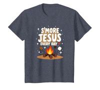 S'More Jesus Every Day - Inspiración Cristiana para fogatas Camiseta, Niños, Azul Jaspeado, 6 años