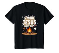 S'More Jesus Every Day - Inspiración Cristiana para fogatas Camiseta, Niños, Negro, 3 años