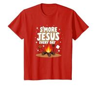 S'More Jesus Every Day - Inspiración Cristiana para fogatas Camiseta, Niños, Rojo, 3 años