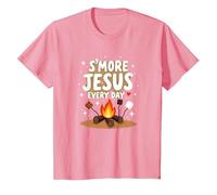 S'More Jesus Every Day - Inspiración Cristiana para fogatas Camiseta, Niños, Rosado, 8 años