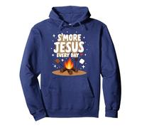 S'More Jesus Every Day - Inspiración Cristiana para fogatas Sudadera con Capucha, Unisex para Adultos, Azul Marino, XXL