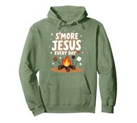 S'More Jesus Every Day - Inspiración Cristiana para fogatas Sudadera con Capucha, Unisex para Adultos, Verde Salvia, M