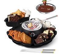 S'mores eléctrico y fondue con control de temperatura y accesorios para fiestas en interiores y regalos