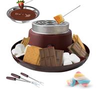 S'mores Maker & Chocolate Fondue Set Kit de Bronceado de Malvavisco con 5 Accesorios, Temperatura Ajustable, Protección contra Sobrecalentamiento, Disco de 30 cm de diámetro, Ideal para Cumpleaños de