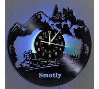 Smotly Reloj de Pared de Disco de Vinilo Con Tema de Tren Expreso Hogwarts - Función Colorida de Luz Nocturna, Artística Digital - Regalo Con Gancho (Multi)