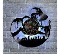 Smotly Reloj de pared de vinilo, diseño del Señor de los Anillos con función de luz nocturna LED, un reloj de pared de regalo para los amantes.