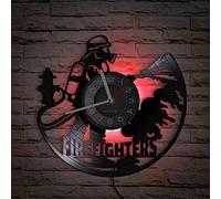 Smotly Reloj de pared de vinilo, extinción de bombero con función de luz nocturna LED, es un reloj de pared silencioso para decoración del hogar. (con luz)