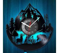 Smotly Reloj de pared de vinilo, silencioso con temática de vida silvestre y función de luz nocturna LED para amantes de la naturaleza