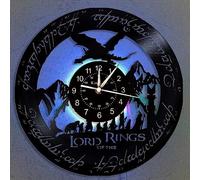 Smotly Señor de los Anillos Reloj de Pared Vinilo Banda Música LED 7 Colores Lámpara Nocturna Retro Reloj de Pared Salón Cocina Hecho a Mano Hogar Decoración de Pared (con Luz)