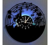 Smotly Vinilo Pared Reloj, Mickey Mouse LED de la Vendimia Que cuelga Reloj Pared del de la Noche, Dibujos Animados de Disney Reloj Regalos de de la Pared del hogar Decoración,B,with Light