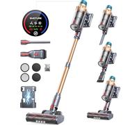 SMOTURE 50KPA/600W/65Min(Eco) VAC02 Mejorada Aspiradora sin Cable, Aspiradora Vertical con Cepillo para Colchón, Modo Automático (Oro Rosa)