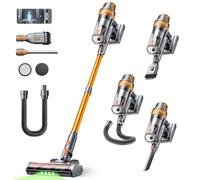 SMOTURE 50KPA/600W/65Min (Eco) Aspiradora sin Cable, Aspirador Escoba Vertical, Incluye Manguera de 1M y Cepillo Anti-Enredo con Luz, Carga de Pared, para Pelo de Mascotas, Suelos, Alfombras y Coche