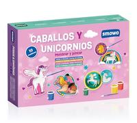 Smowo® 10 Figuras de Caballos y Unicornios de Escayola - Kit para Moldear y Pintar con Pinturas - Juego de Manualidades Creativas para Niños