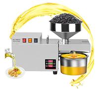 SmPinnaA Máquina de prensa de aceite, prensatelas de aceite caliente y frío comercial de 1200 W para coco, cacahuete, girasol, nogal, semillas de sésamo, control digital de temperatura, 8-13 kg/h,