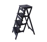 SmPinnaA Taburete de escalada para interiores, taburetes de escalera de 4 niveles para biblioteca, taburete plegable para cocina, oficina, multifuncional, banco de zapatos (negro)