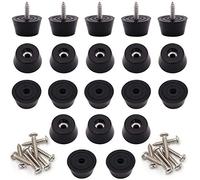 smseace 20 patas de goma redondas negras, 0.59 pulgadas de alto x 1.18 pulgadas de profundidad, juntas de acero inoxidable integradas y tornillos de acero inoxidable. Suave, antideslizante, para mesas
