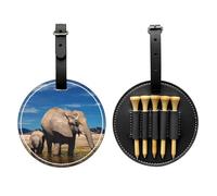 SMSJTMWHN Big Ears - Bolsa organizadora de piel con estampado de elefante y soporte para pelotas. Guarda tus camisetas, pelotas de golf, tarjeta de puntuación y lápiz.