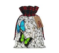 SMSJTMWHN Bolsa de regalo de alta calidad con estampado de mariposa azul y piedra verde para regalos a granel, perfecta para joyas, regalos para mujeres y niños