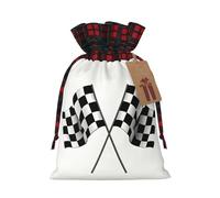 SMSJTMWHN Bolsa de regalo prémium con estampado de banderas de fórmula a cuadros en blanco y negro para regalos a granel, perfecta para joyas, regalos para mujeres y niños