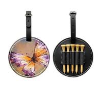 SMSJTMWHN Bolsa organizadora de piel de lujo con estampado de mariposa colorida bordada y soporte para pelotas. Guarda tus camisetas, pelotas de golf, tarjeta de puntuación y lápiz.