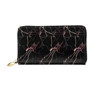 SMSJTMWHN Carteras para mujer, color negro y oro rosa, con estampado de mármol, piel sintética, con cremallera, de gran capacidad, para teléfono celular, tarjetas de crédito, dinero, cartera de mano