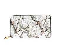 SMSJTMWHN Carteras para mujer, diseño de árboles blancos, estampado de camuflaje, piel sintética, con cremallera, de gran capacidad, para teléfono celular, tarjetas de crédito, dinero, cartera de mano