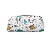 SMSJTMWHN Delicious Coffee - Estuche de piel con estampado de café, espacioso y elegante estuche para lápices de oficina