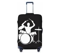 SMSJTMWHN Drummer - Funda elástica para equipaje, lavable, elástica, antiarañazos, bonita estética, Negro -, S