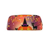 SMSJTMWHN Estuche de cuero con estampado de Feliz Día de Halloween, espacioso y elegante, con cremallera, para uso en la oficina