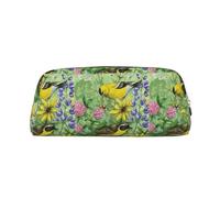 SMSJTMWHN Estuche de cuero con estampado de jilguero americano, espacioso y elegante, con cremallera, para uso en la oficina