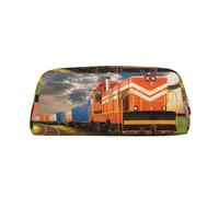 SMSJTMWHN Estuche de cuero con estampado de tren de carga, espacioso y elegante, con cremallera, para uso en la oficina