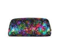 SMSJTMWHN Estuche de piel con estampado artístico brillante, hermoso y colorido, espacioso y elegante con cremallera para lápices de oficina