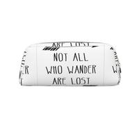 SMSJTMWHN Estuche de piel con estampado «Not All Who Wander Are Lost», espacioso y elegante estuche para lápices de oficina con cremallera